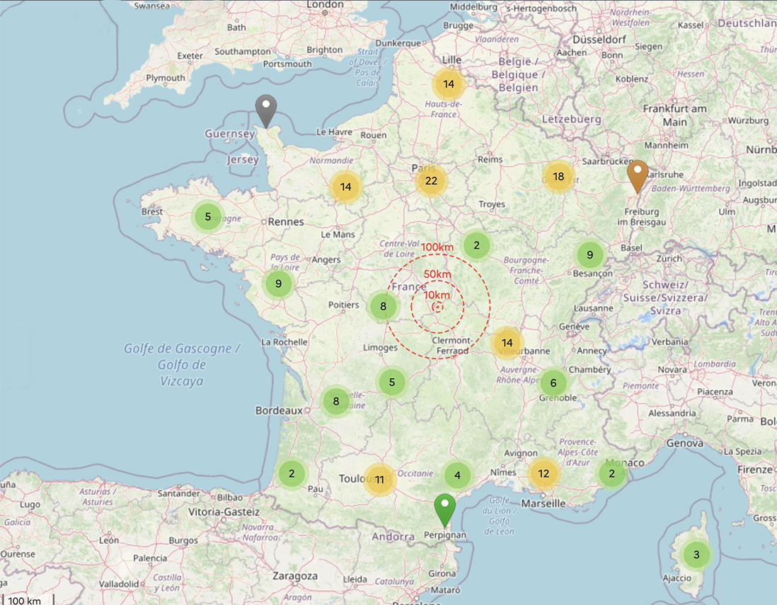 Cartes de localisation des productions à proximités